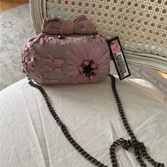 Maliparmi Handbags - Maliparmi Pink Floral Clutch with Chain